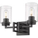 Tribeca 2 Light 14 inch Matte Black Bath Vanity Wall Light